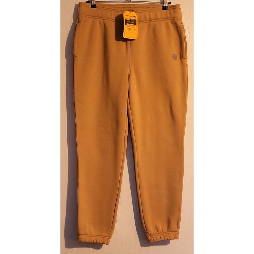 NEW Carhartt Women's M Relaxed Fit Fleece Jogger Sweatpants  Brown Tapered Thick